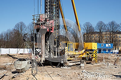 Pile bore machine Stock Photo