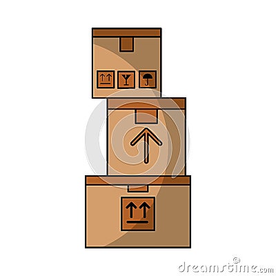 Pile boxes carton delivery icon Vector Illustration