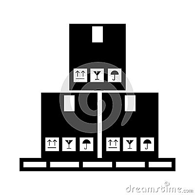 Pile boxes in stowages carton delivery icon Vector Illustration