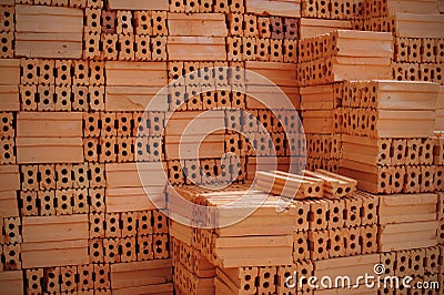 Pile bricks old stack for construction Stock Photo