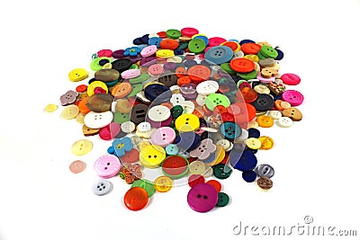 Pile of brightly coloured haberdashery buttons Stock Photo