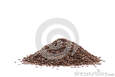 Pile of brown flax seed or linseed isolated on white Stock Photo