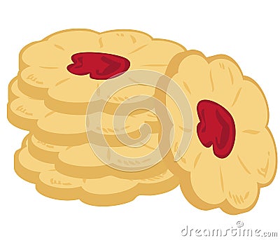 Pile of buttery cookies. Vector Illustration