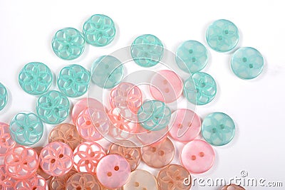 Pile of candy button for sewing on white background Stock Photo