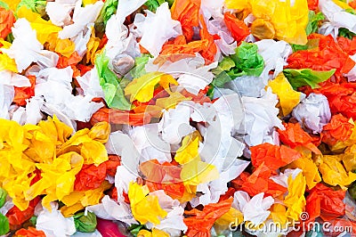 Pile candy and taffy sweets with colorful Stock Photo