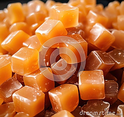a pile of caramel squares Stock Photo