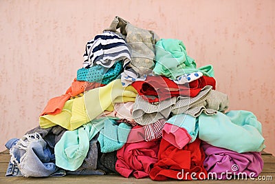 Pile of carelessly scattered clothes Stock Photo