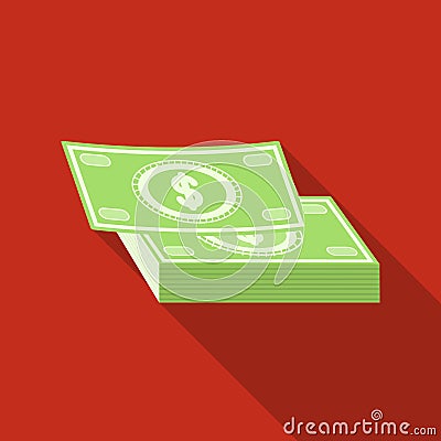 Pile of cash icon in flat style on white background. Rest and travel symbol stock vector illustration. Vector Illustration
