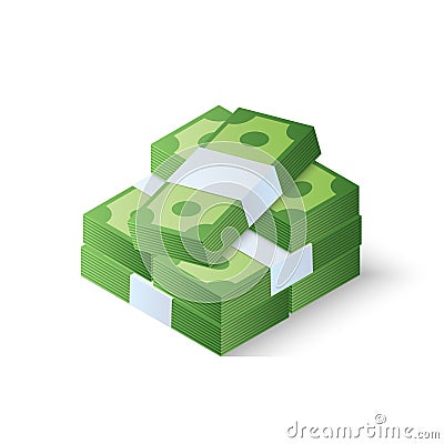 Pile of cash. Stack of dollars. Isometric vector illustration Vector Illustration