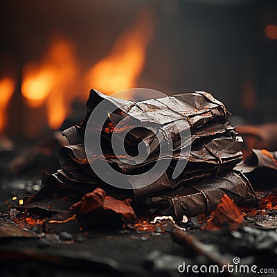 a pile of charcoal on top of an open fire Stock Photo