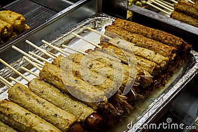 A pile of cherryThe handmade fish cake at the Traditional Market in south korea Stock Photo