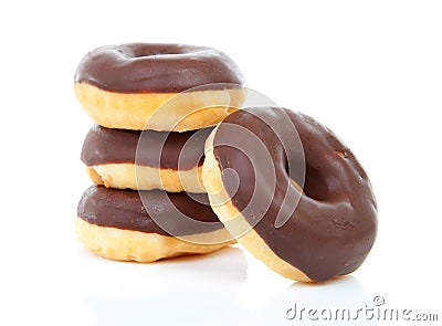 Pile of chocolate donuts Stock Photo