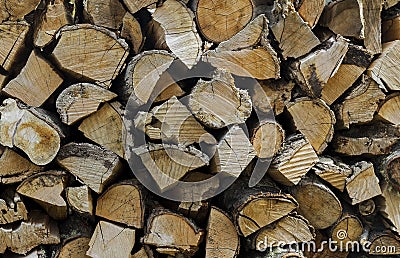 Pile Of Chopped Wood Stock Photo