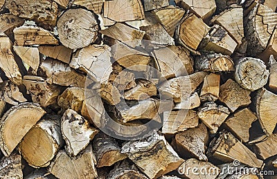 Pile Of Chopped Wood Stock Photo