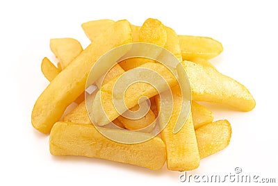 Pile of Chunky Steak Fries Isolated on a White Background Stock Photo