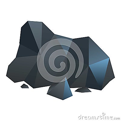 Pile coal icon, cartoon style Vector Illustration