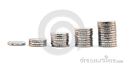 Pile of Coins Ascending Stock Photo