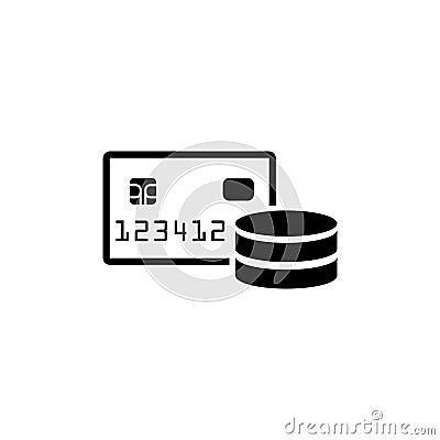 Pile Coins and Credit Card Flat Vector Icon Cartoon Illustration