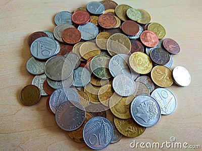 A pile of coins Money from around the world Editorial Stock Photo