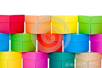 Pile of colored boxes Stock Photo