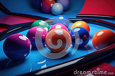 pile of colorful billiard balls close-up Stock Photo