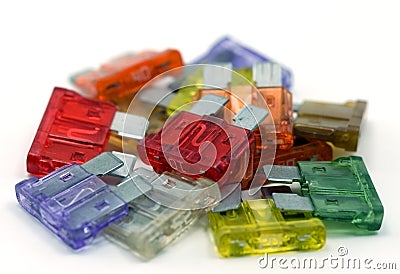 Pile of colorful fuses Stock Photo