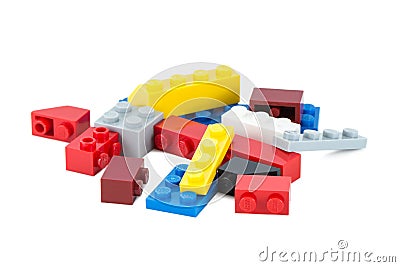 Pile of colorful Lego pieces Stock Photo