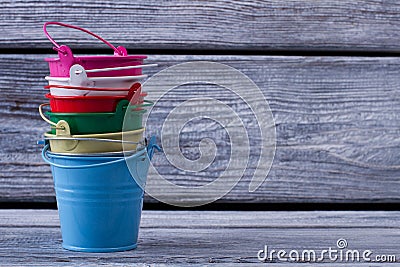Pile of colorful pails Stock Photo