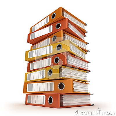 A pile of colorful ring binders Stock Photo