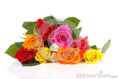 Pile of colorful roses Stock Photo