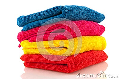 Pile colorful towels Stock Photo