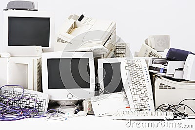 Pile of computer hardware close-up Editorial Stock Photo