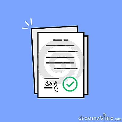 Pile of contract linear document Vector Illustration