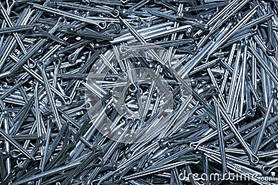 Pile of cotter pins to ensure the bolt and other connections Stock Photo