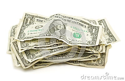Pile of Crumpled Dollar Bills Stock Photo