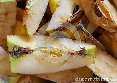 Pile of cut apple cores Stock Photo