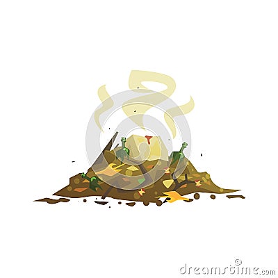 Pile of decaying garbage, waste processing and utilization cartoon vector Illustration Vector Illustration