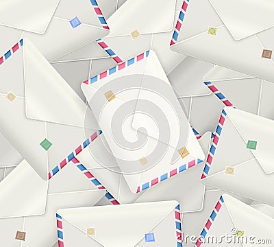 Pile of detailed realistic mail envelopes, realistic mail envelopes, Vector Illustration