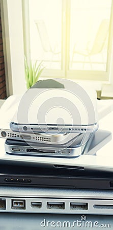 Pile of devices Stock Photo