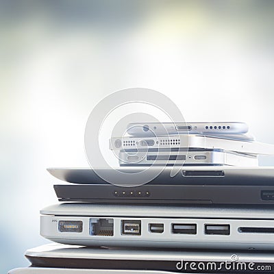 Pile of devices Stock Photo