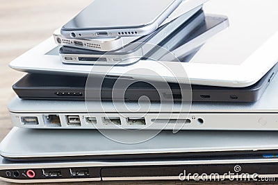 Pile of devices Stock Photo