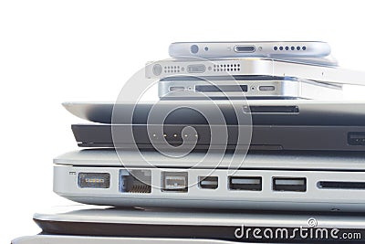 Pile of devices Stock Photo