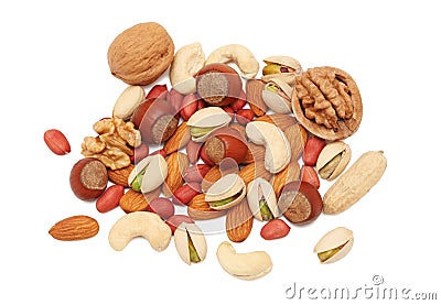 Pile from different kinds of nuts () Stock Photo