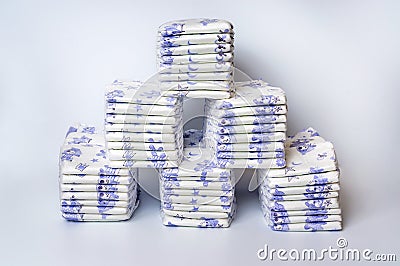 Pile of disposable diapers Stock Photo