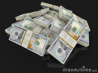 Pile of Dollars (clipping path included) Stock Photo