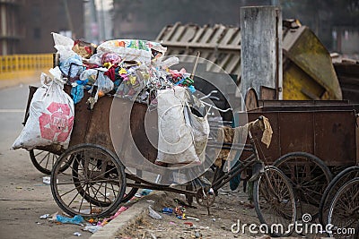 Pile of domestic garbage at landfills. Only 35% population of Nepal have access to adequate sanitation. Editorial Stock Photo