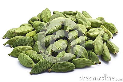 Pile of dried green cardamom pods, paths Stock Photo