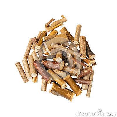 Pile of dry willow branches, bough and twigs of deciduous trees Stock Photo