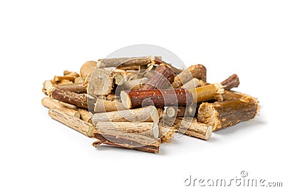 Pile of dry willow branches, bough and twigs of deciduous trees Stock Photo