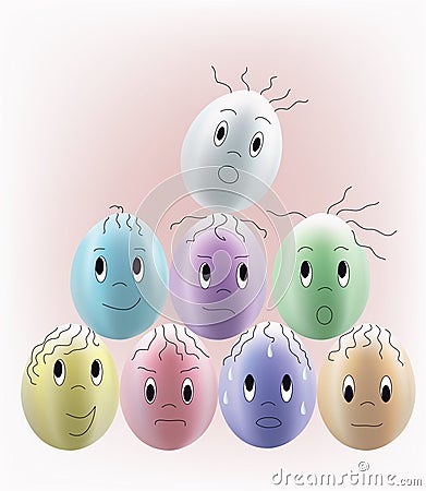 Pile of easter eggs Cartoon Illustration